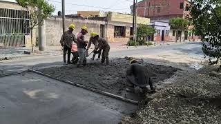 Ejecutan obras de hormigonado en la avenida Saavedra al 1.100