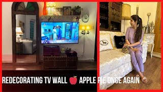 Redecorating TV wall 🍎Apple Pie 🍎Once Again 💕 💕 Vlog 497