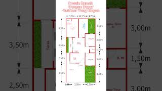 Desain Rumah Ukuran 7x15 Meter Dengan Dapur Outdoor yang Tampilanya Elegan  #denahrumah #desianrumah