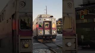 MBTA K-car #1703 crosses Everett Avenue with a horn salute! (and a GP40MC with the lights on!) #mbta