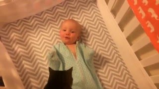 Ребенок радуется коту!! Милота! Baby and cat!