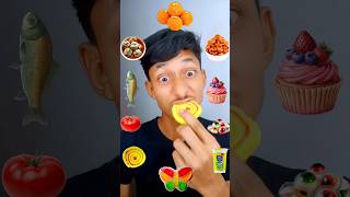 Emoji food eating Challenge 🧁🧃🍔🥝#asmr #food #mukbang