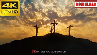 🎁4K Silhouette of Magdalene and the Three Crosses | DAILY NATURE FOOTAGE