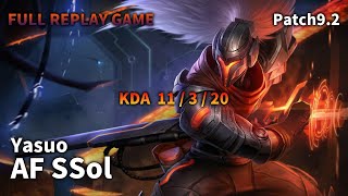 AF SSol BOTTOM Yasuo VS Miss Fortune Replay S9 / 바텀 야스오 VS 미스 포츈 관전 시즌9 - 11/3/20 Patch 9.24 KR