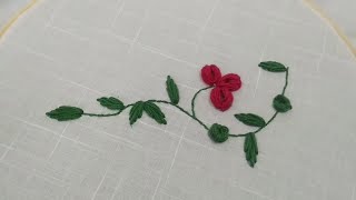 Tutorial Fácil de Bordado a Mão l  Folhas  e Flor