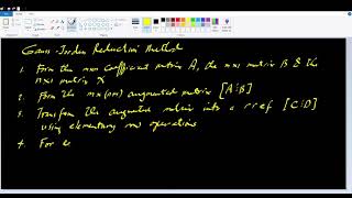 Gauss Jordan Reduction Method