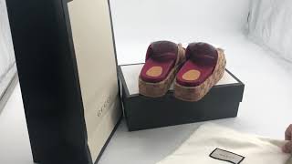 Gucci GG Platform Sandals Slipper On Foot