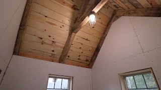 Building an Off Grid Cabin - Bedroom Interior Drywall