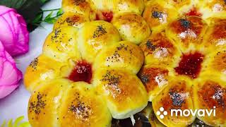 РЕЦЕПТ!✍️КРАСИВЫЕ😍БУЛОЧКИ * ЦВЕТОЧКИ*ДРОЖЖЕВОЕ ТЕСТО ОЧЕНЬ ВКУСНО=)🤤👌👍✍️✍️✍️