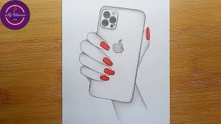 How to Draw a Hand Holding a Phone / Phone 12 Pro Max Holding in Hand | Pencil Sketch #myuniverse