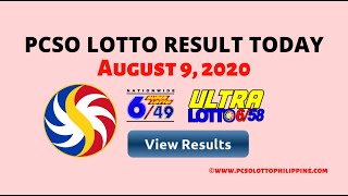 PCSO Lotto Result Today 9pm AUGUST 9 2020 | 6/58 6/49