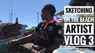 Sketching On The Beach! ▲ Artist Vlog 3