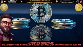 BITCOIN are o rezistenta puternica la 29k Analiza US100 EURUSD.