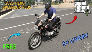 HERO SPLENDOR PLUS 2023 FOR GRAND THEFT AUTO V GTA5 FREE DOWNLOAD