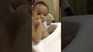 Toddler eating veggies (Petey was 17m10d old in VN)