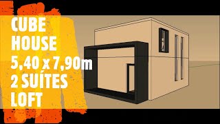 LOFT CUBE HOUSE 5,40x7,90 m COM 2 SUÍTES!