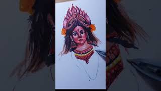 Durga maa drawing with pens | Drawing using pens |  #shorts #drawing