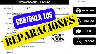 Plantilla para llevar control de reparaciones & servicio tecnico en excel