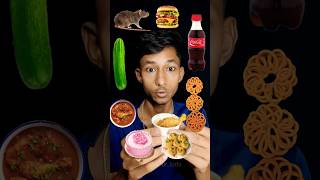 Emoji Food Eating Challenge 🥵|| Chicken,🍗🍘🍾🥒🐀🍔|| #shorts #mukbang #asmr