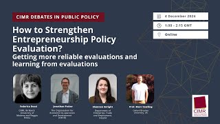 How to Strengthen Entrepreneurship Policy Evaluation? - CIMR Debate in Public Policy