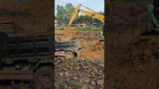 Excavator CAT Digging Ground To Make Pond Part 12