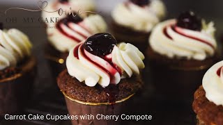 Delicious Carrot Cake Cupcakes with Cherry Compote