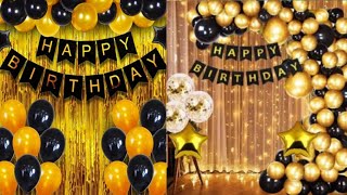 simple & Easy 2Color Spiral Balloon Arch without stand/ Black & Gold Theme Birthday decoration ideas