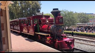 Ride Disneyland Railroad steam train on new track alignment near Star Wars Galaxy's Edge Anaheim, CA