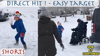 Shorts - Electric Wheelchair User Escaping from Snowball Fight - #shorts