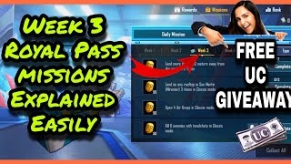 Season 13 Week 3 Royale Pass Missions Explained PUBG Mobile | Week 3 rp Missions Pubg Season 13