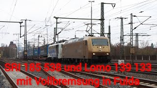 SRI 185 538 mit Lokomotion 139 133 und Vollbremsung in Fulda