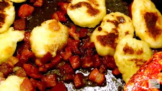 Gnocchi selbst gemachten und orginale Carabonara-Soße