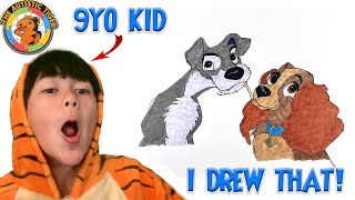 9yo Autistic Savant Draws - Lady and the Tramp | Disney