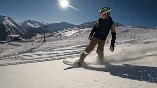 Powder snowboarding in Sölden, Austria.