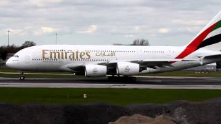 Emirates Airbus A380-861 A6-EDS takeoff at Manchester Ringway Airport 19.03.2012