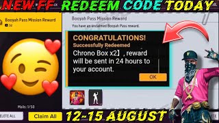 FREE FIRE REDEEM CODE TODAY 12 AUGUST REDEEM CODE FREE FIRE | FF REDEEM CODE TODAY 12 AUGUST