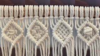 4 ways to make macrame diamond/macrame pattern/