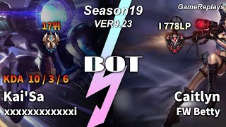 BOTTOM Kai'Sa VS Caitlyn Replay S9 / 바텀 카이사 VS 케이틀린 관전 시즌9 - 10/3/6 Patch 9.23 KR