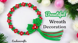 Beautiful Macrame Christmas Wreath Ornament | DIY Corona de Navidad Macramé | Wreath Making Ideas