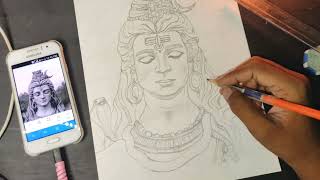 mahadev bhole nath drawing sketch Easy by grid method | sandeep singh arts