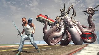 Franklin Fight Giant Kraken Octopus in Indian Bike Driving 3D