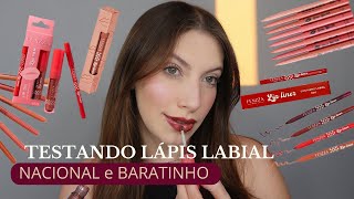 TESTEI VÁRIOS LÁPIS LABIAIS NACIONAIS e BARATINHOS | LIP COMBO PERFEITO 👄 Lápis Contorno Labial