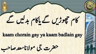 kaam chorain gay ya kaam badlain gay کام چھوڑیں گےیاکام بدلیں گے hazrat ji maulana saad sahab