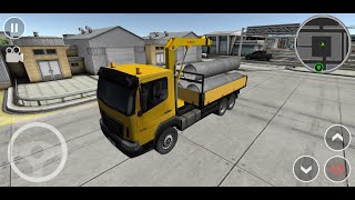 truck crane transporting large pipe - drive simulator 2016 - android gameplay