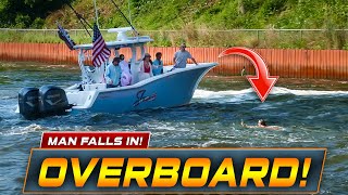 MAN FALLS OVERBOARD IN DANGEROUS CURRENTS! | POINT PLEASANT CANAL | HAULOVER INLET | WAVY BOATS