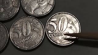 @1642-MOEDAS DE 50 CENTAVOS DO REAL DE 2001.