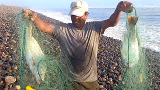 Este HOMBRE hace Fuerza para Sacar su RED del Mar y mira lo que Atrapó