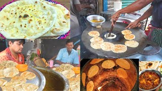 Naan or Tandoori Roti with Dal Vaji | How To Make Tandoori Roti On Tawa | Indian Street Food