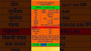 आज के शुभ मुहूर्त/आज का पंचांग/aaj ka panchang/ 10 JANUARY 2022 #aajkapanchang #shorts#youtubeshorts