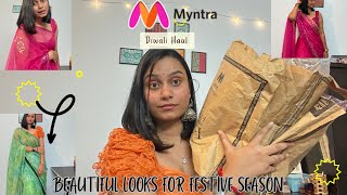 Myntra Diwali Haul ( Saree Haul)|| Myntra Sale Saree Under 1500 #myntrahaul #saree #diwalioutfits